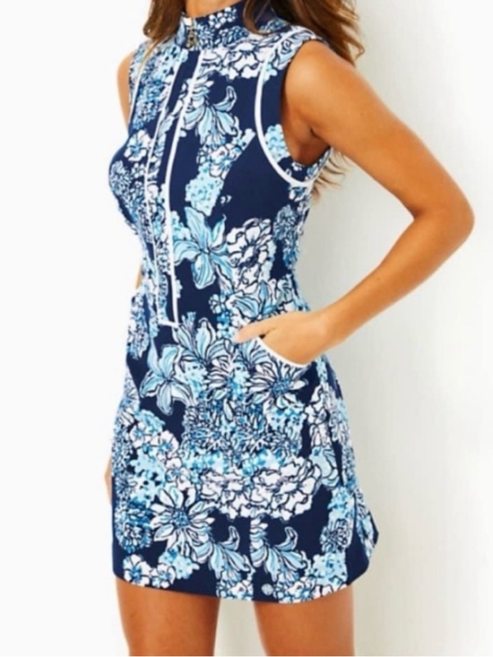 Lilly Pulitzer Dresses & Skirts - NWT Lilly Pulitzer UPF 50+ Luxletic Kathy Dress - Low Tide Navy Bouquet All Day